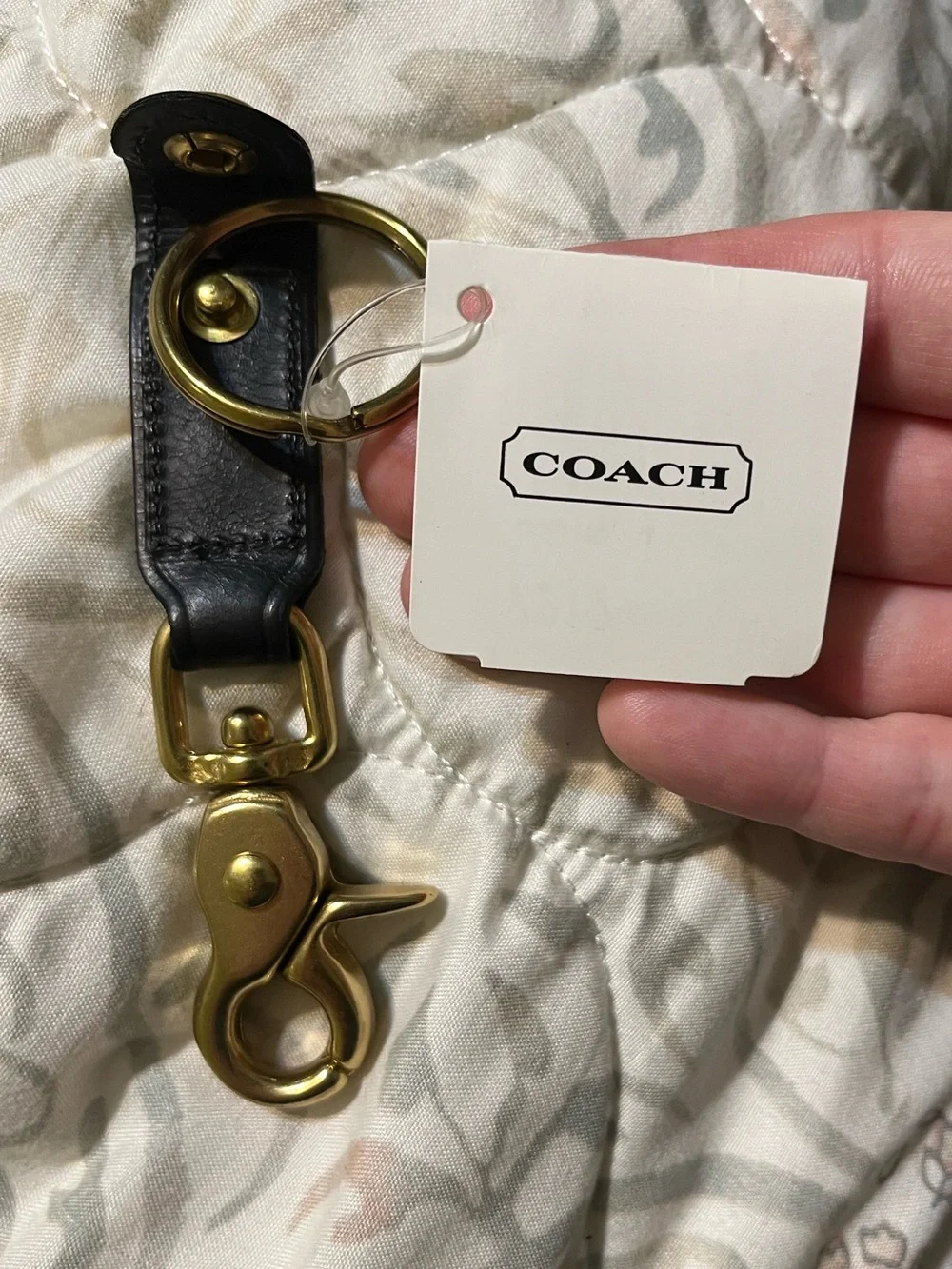 Coach Vintage Brass Leather Key Fob!
